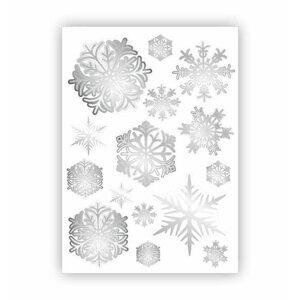 Набор автомобильных наклеек "Снежинки", белый, серебряный, лист, 50 х 35 см