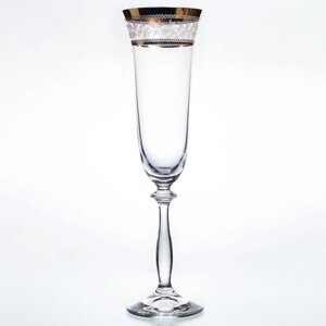 Набор бокалов для шампанского Crystalex «Анжела. Панто золото», 190 мл, 6 шт