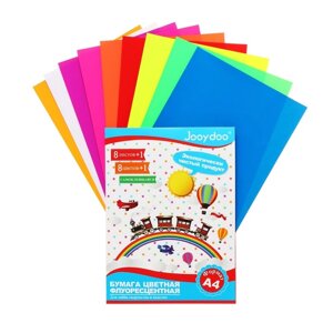 Набор бумаги цветной самоклеящаяся флуорецентной, формат А4, 8 листов, 8 цветов