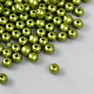 Набор бусин "Рукоделие" пластик, диаметр 6 мм, 25 гр, болотно-зеленый