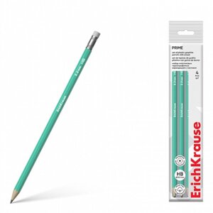 Набор чернографитных карандашей 4 штуки HB ErichKrause "Prime" пластик, шестигранных с ластиком