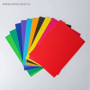 Набор цветного картона "Гофрированный" 10 листов 10 цветов, 180г/м2, 21х29,7 см