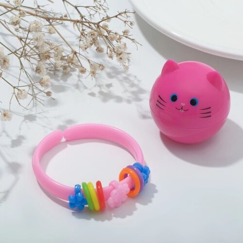 Набор детский «Выбражулька» 2 предмета: браслет-каркас, бальзам для губ, котик, цвет МИКС