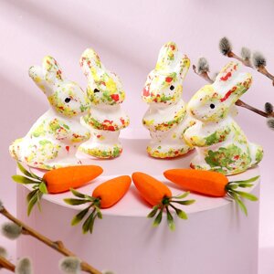 Набор для декора пасхальный «Зайчики с морковкой» 3 8 28 см