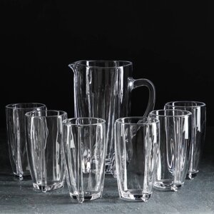 Набор для напитков из стекла «Королевство», 7 предметов: кувшин 1,3 л, 6 стаканов 400 мл
