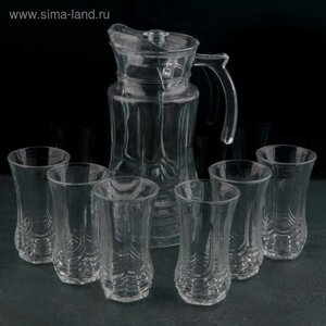 Набор для напитков из стекла «Волна», 7 предметов: кувшин 1,9 л, 6 стаканов 200 мл