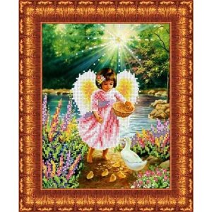 Набор для вышивки бисером «Ангел с утятами», 19х25 см