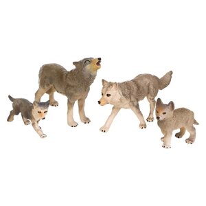 Набор фигурок «Мир диких животных: семья серых волков», 4 фигурки