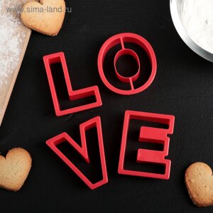 Набор форм для вырезания печенья Доляна «Любовь», 4 шт, 65,51,5 см, цвет красный