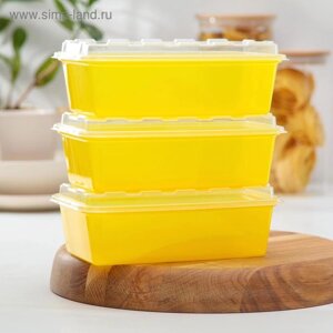Набор контейнеров для заморозки 1 л Zip, 3 шт, цвет желтый