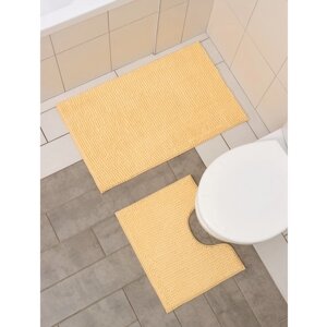 Набор ковриков для ванной и туалета Доляна «Букли», 2 шт, 4050, 5080 см цвет бежевый