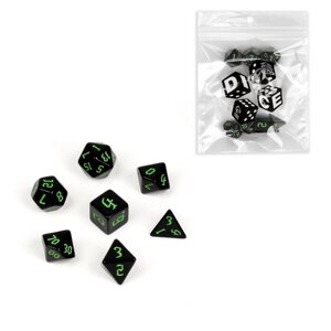 Набор кубиков для D&D (Dungeons and Dragons, ДнД) Время игры", серия: D&D, 7 шт, зеленые