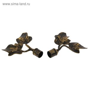 Набор наконечников для карниза «Фиговый лист», d=1,6 см, 2 шт, цвет коричневое золото