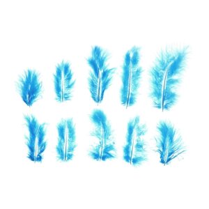 Набор перьев для декора 10 шт., размер 1 шт: 10 2 см, цвет голубой