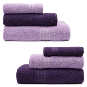 Набор полотенец «Самур», размер 30x60 см - 2 шт, 50x80 см - 2 шт, 70x130 см - 2 шт, цвет фиолетовый