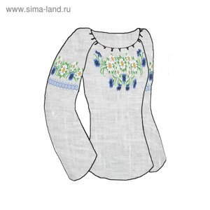 Набор раскроенный для вышивки крестом и шитья сорочки "Полевые цветы", 48-54 размер