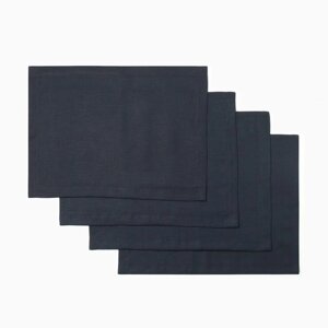 Набор салфеток Этель Linen collection 30х40 см - 4 шт, темно-синий, 100% лён 170 г/м2