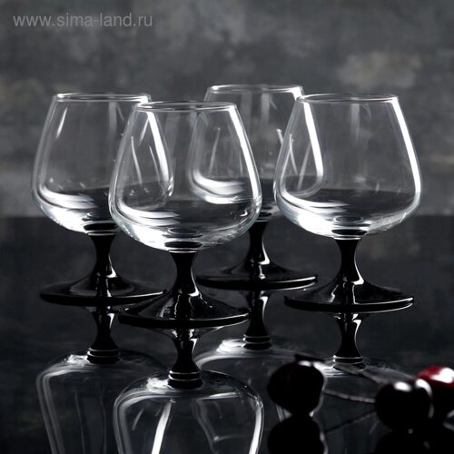 Набор стеклянных бокалов для коньяка «Домино», 410 мл, 4 шт