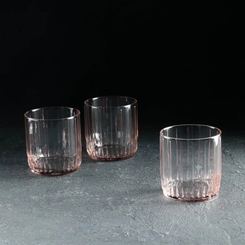 Набор стеклянных стаканов Leia, 3 шт, 265 мл, розовый