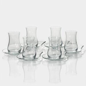 Набор стеклянный чайный Lav «Ева», 12 предметов: стаканы 160 мл (6 шт), блюдца 13,510,5 см (6 шт)