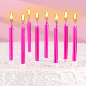 Набор свечей для торта "Манхеттен", 9 см, 8 шт, 24 мин, розовый металлик