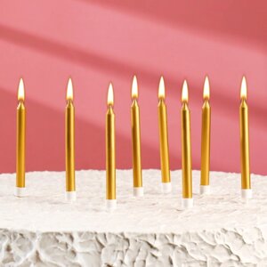 Набор свечей для торта "Манхеттен", 9 см, 8 шт, золотой металлик