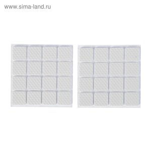 Накладка мебельная квадратная ТУНДРА, размер 18 х 18 мм, 32 шт, полимерная, цвет белый