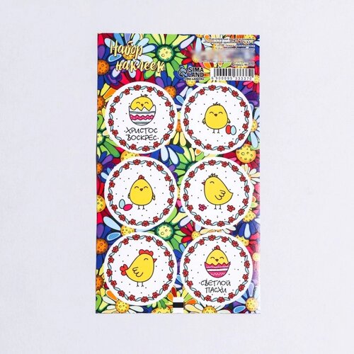 Наклейка для цветов и подарков "Пасхальный цыпленок", 16 9,5 см