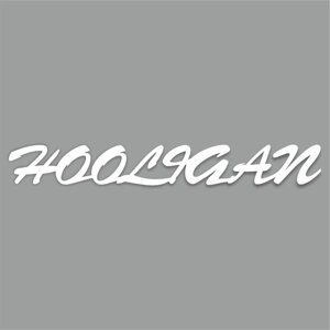 Наклейка "HOOLIGAN", Хулиган, белая, плоттер, 700 х 100 х 1 мм