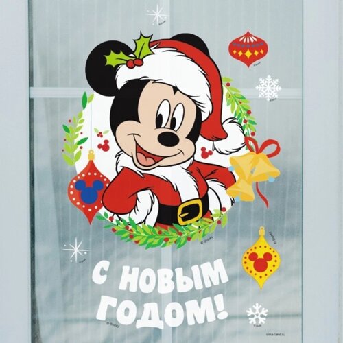Наклейка интерьерная "С новым годом! Микки Маус