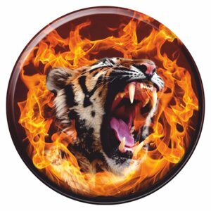 Наклейка-круг "Тигр в огне", d=150 мм
