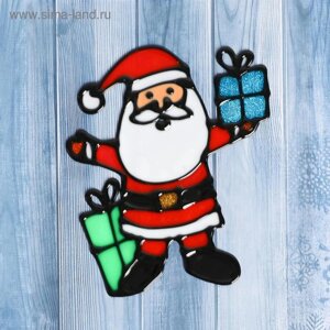 Наклейка на стекло "Дед Мороз и два подарка" 12х14,5 см