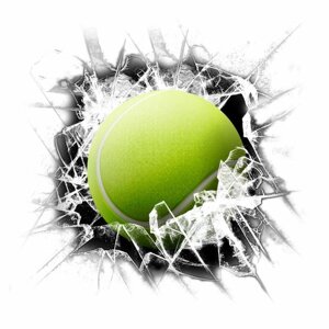 Наклейка "Разбитое стекло теннисный мяч", 15 х 15 см