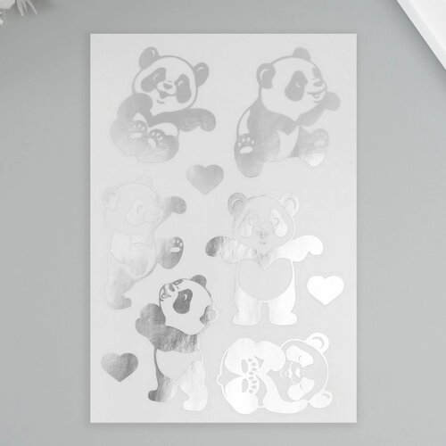 Наклейки (стикеры) Панда" 10х15 см, цвет серебро, 5-324