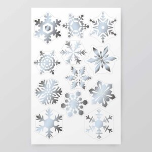 Наклейки (стикеры) Снежинки" 10х15 см, цвет серебро, 5-328