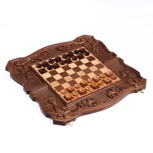 Настольная игра 3 в 1 "Режанс"нарды, шахматы, шашки, из массива бука, патина, 56 х 58 см