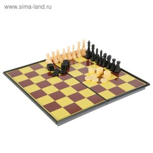Настольная игра набор 2 в 1 "Баталия"шашки, шахматы, доска пластик 20 х 20 см