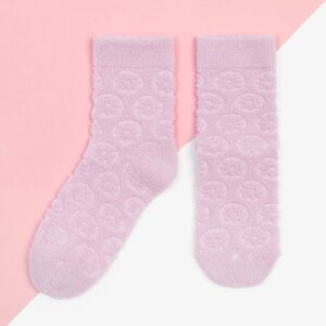 Носки для девочки махровые KAFTAN «Цветочки», р-р 16-18 см, цвет лиловый