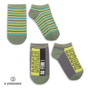 Носки для мальчиков, размер 18/20, цвет зеленый/серый 2 шт.