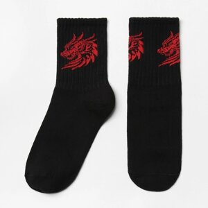 Носки "Дракон", цвет черный/красный, размер 27