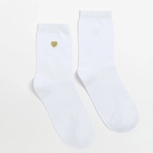 Носки женские MINAKU «Нeart», цвет белый, размер 38-39 (25 см)