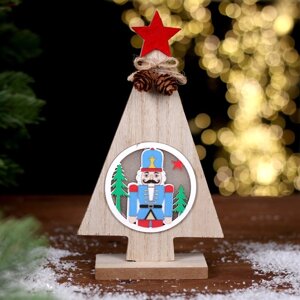 Новогодний декор с подсветкой «Ёлка со звездой и щелкунчик» 11 4,5 20 см