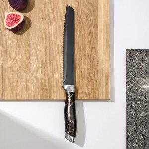 Нож для хлеба Доляна «Энергия», хлебный, лезвие 19,5 см, цвет чёрный