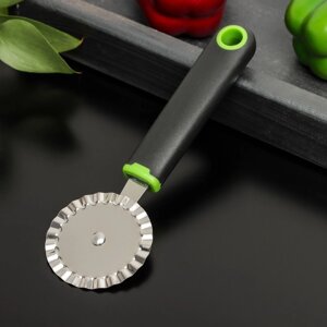 Нож для пиццы и теста ребристый Доляна Lime, 196 см, цвет чёрно-зелёный