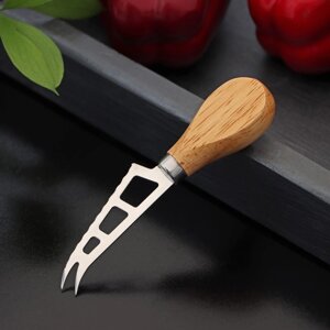Нож для сыра Доляна «Ломоть», ручка из гевеи, 13,23,2 см