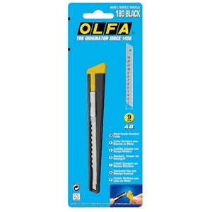 Нож универсальный OLFA OL-180-BLACK, автофиксатор, 9 мм