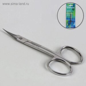 Ножницы маникюрные, для кутикулы, загнутые, узкие, 9,5 см, цвет серебристый, CS-12-S (CVD)