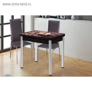 Обеденный стол "Ника", поворотно-раскладной, стекло, ножки хром/подстолье венге, 147505091
