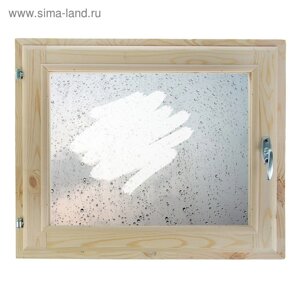 Окно 40х60 см, "Капли на стекле", однокамерный стеклопакет, хвоя