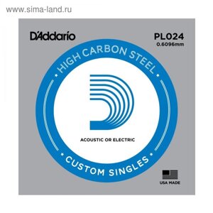 Отдельная струна D'Addario PL024 Plain Steel без обмотки, сталь,024,
